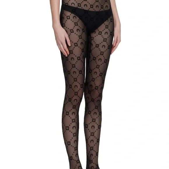 Marine Serre Black Sheer Textured Top and Tights - Picture 2 of 9